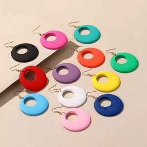 12-Pair Color Pop Retro Hoop - Handmade Earrings